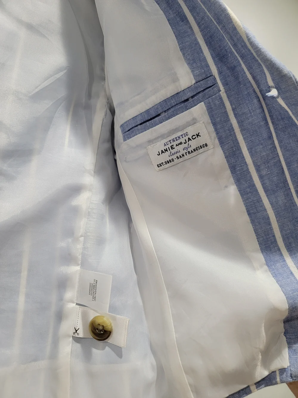 🆕️Janie and Jack Light Blue & White Striped Boys' Blazer Sz 4